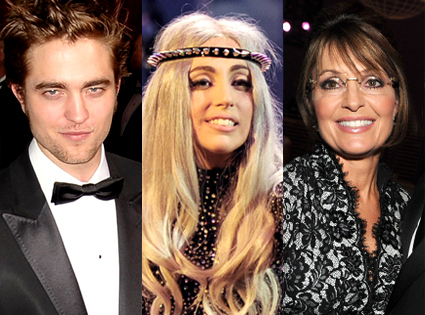 Robert Pattinson, Lady Gaga, Sarah Palin Robert Pattinson, Lady Gaga, Sarah Palin